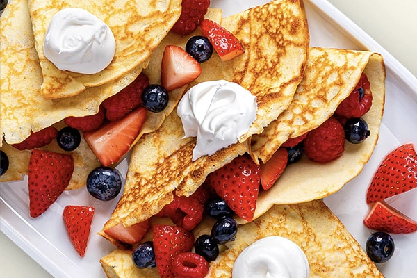 Coconut Flour Crepes with Mixed Berries